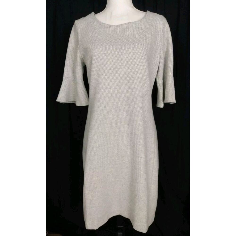 Tahari Women’s Size 6 Bell Sleeve Dress Light Gray